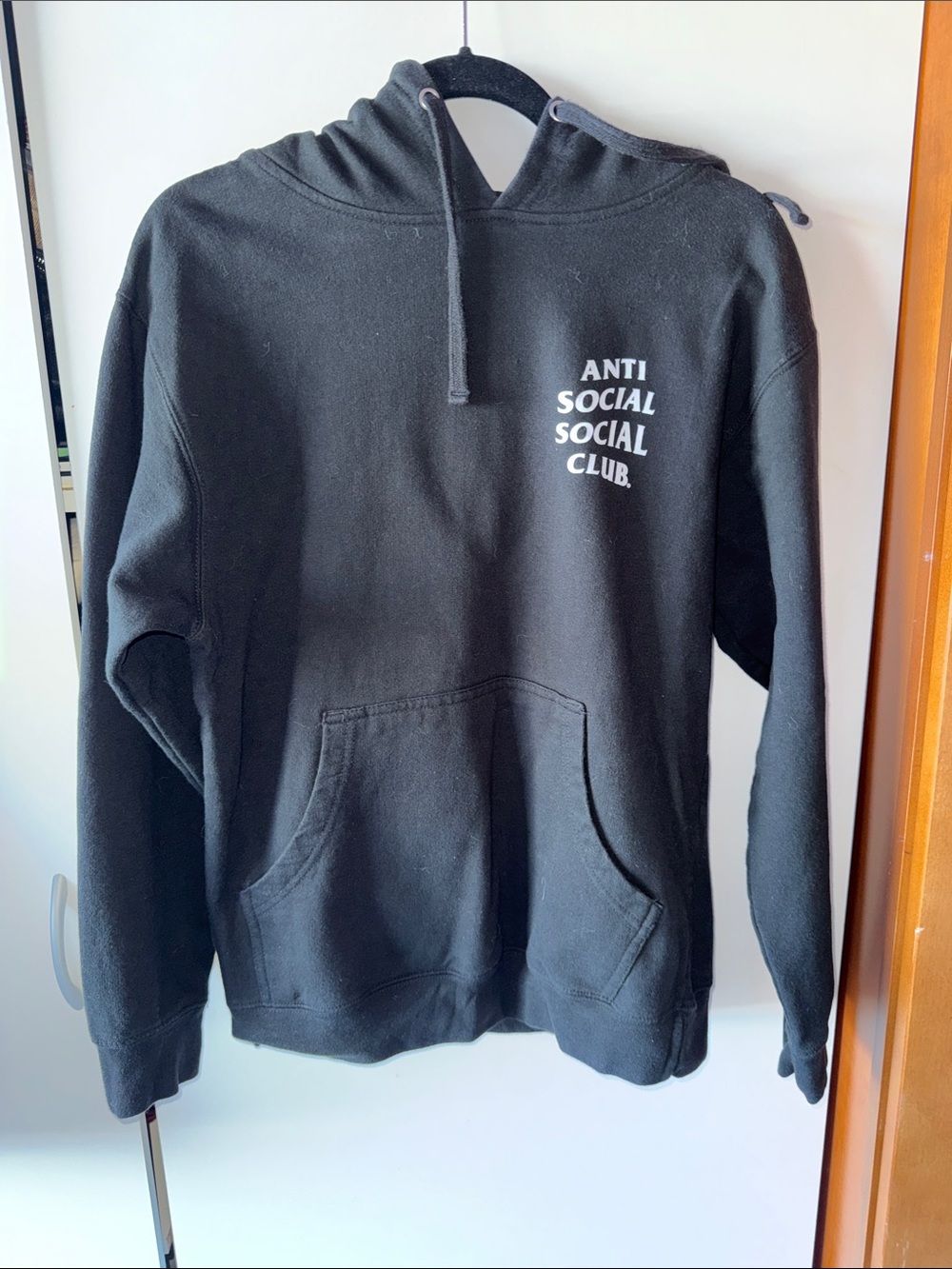 Anti Social Social Club Black Zip-Up Hoodie with White Chest Logo
